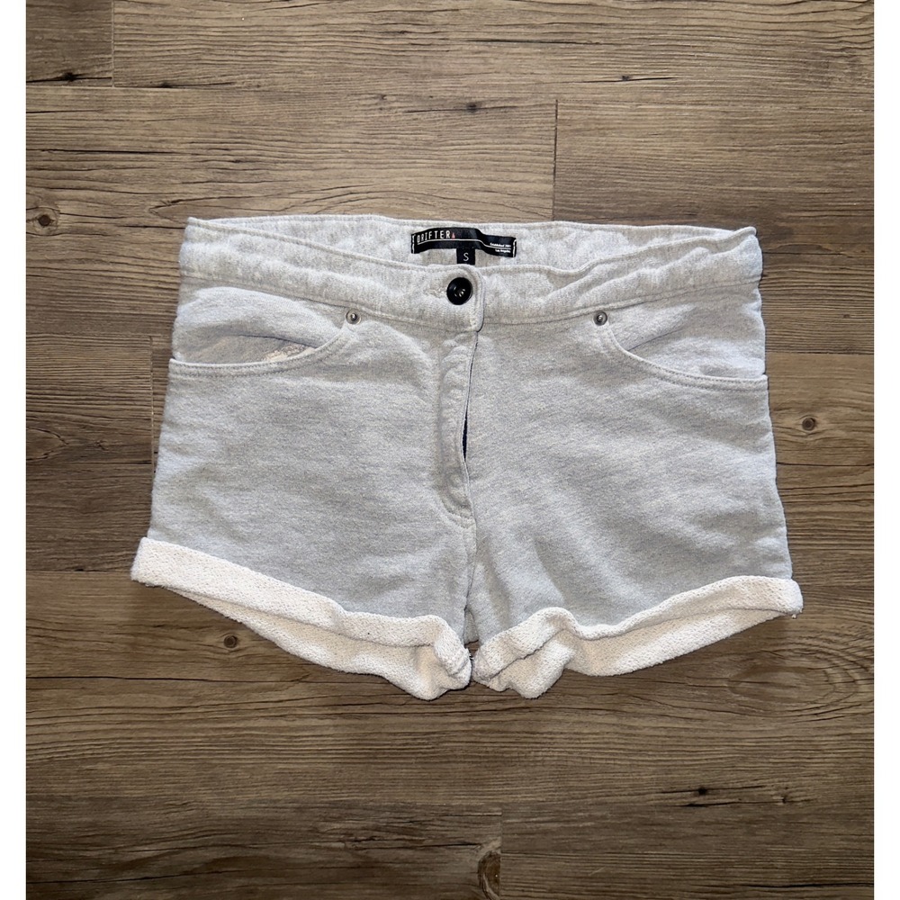 Drifter Los Angeles Womens Heather Gray Sweatshirt Knit Shorts Size S Raw Hem
